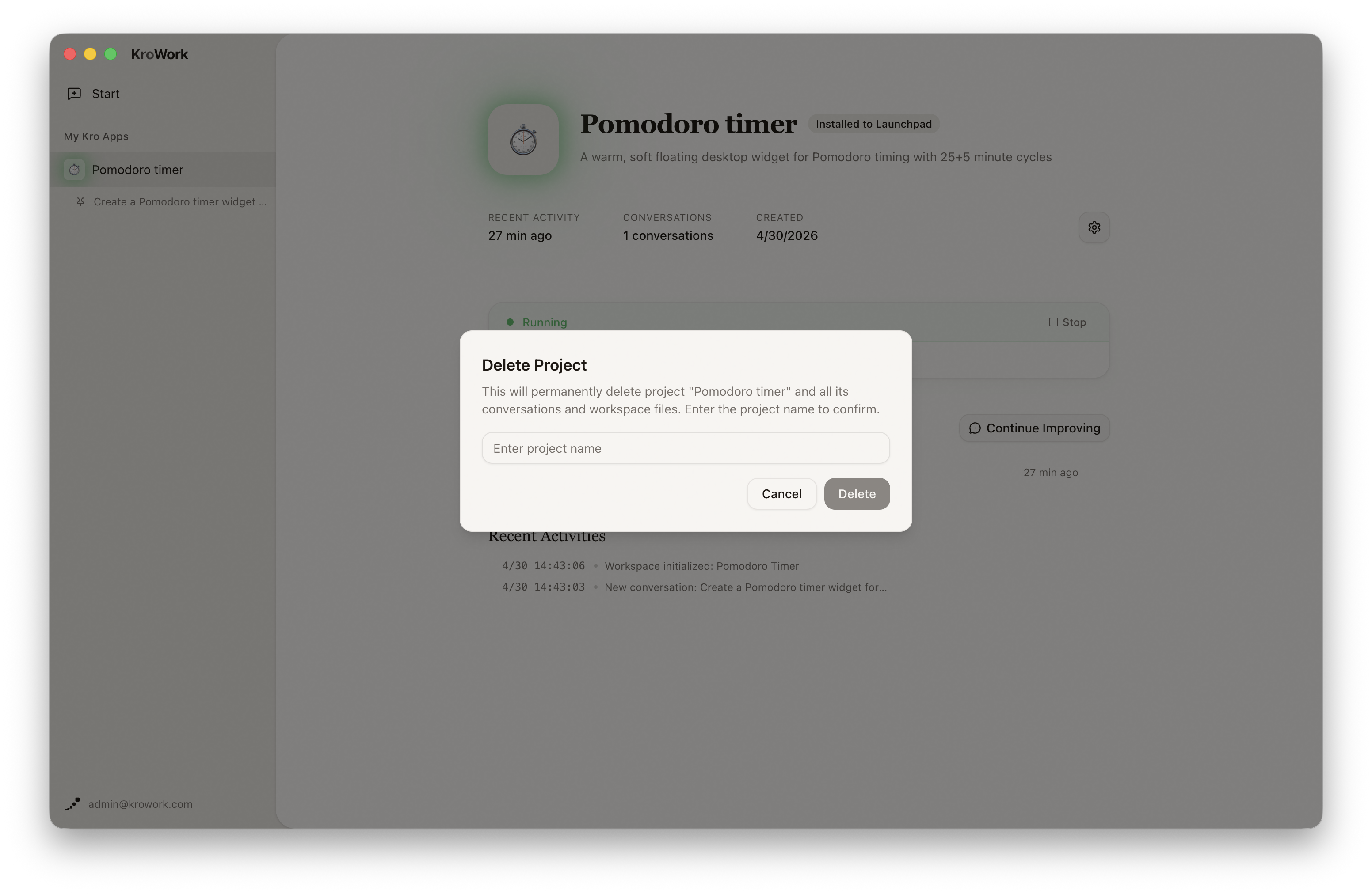 Delete project